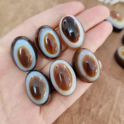 1pcs/lot Natural stripe Agate Old Dzi Sheep Eye Sky Eye Ring Face oval 30×20mm Ethnic accessories used to inlay rings