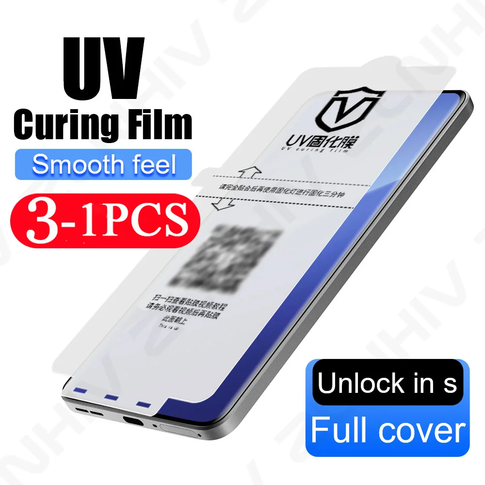 3/2/1Pcs UV Light Curing Film for Xiaomi 15 Pro 14 13 Phone Screen Protector Protective Film 12 Soft Full Cover Civi 4 Pro Mix 4