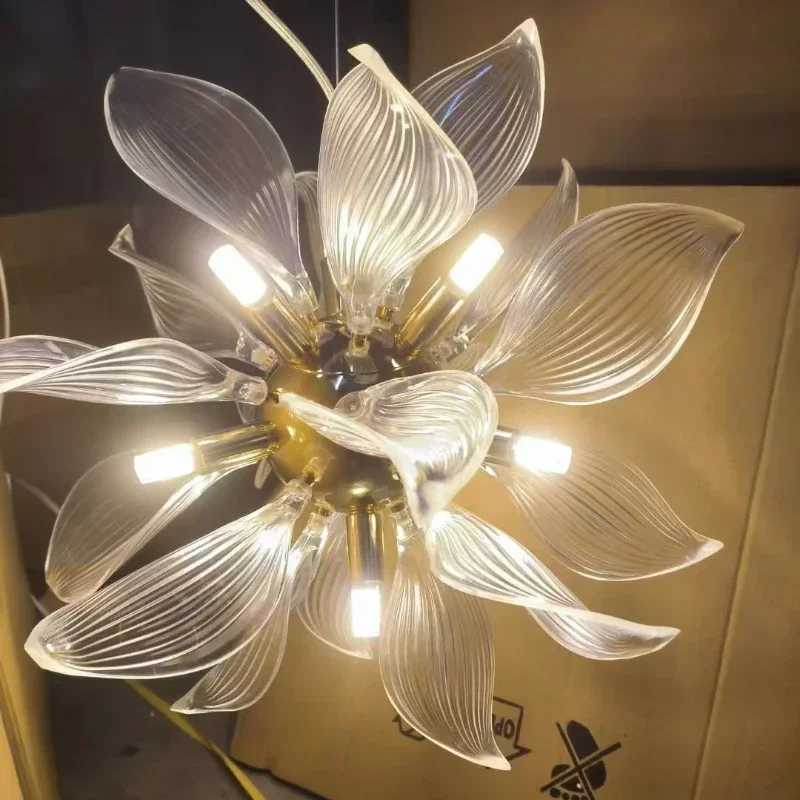 Nordic Modern Pendant Lamps Ceramic Flower Petals Led Hanging Chandeliers Lights Living Room Dining Bedroom Lighting Home Decor