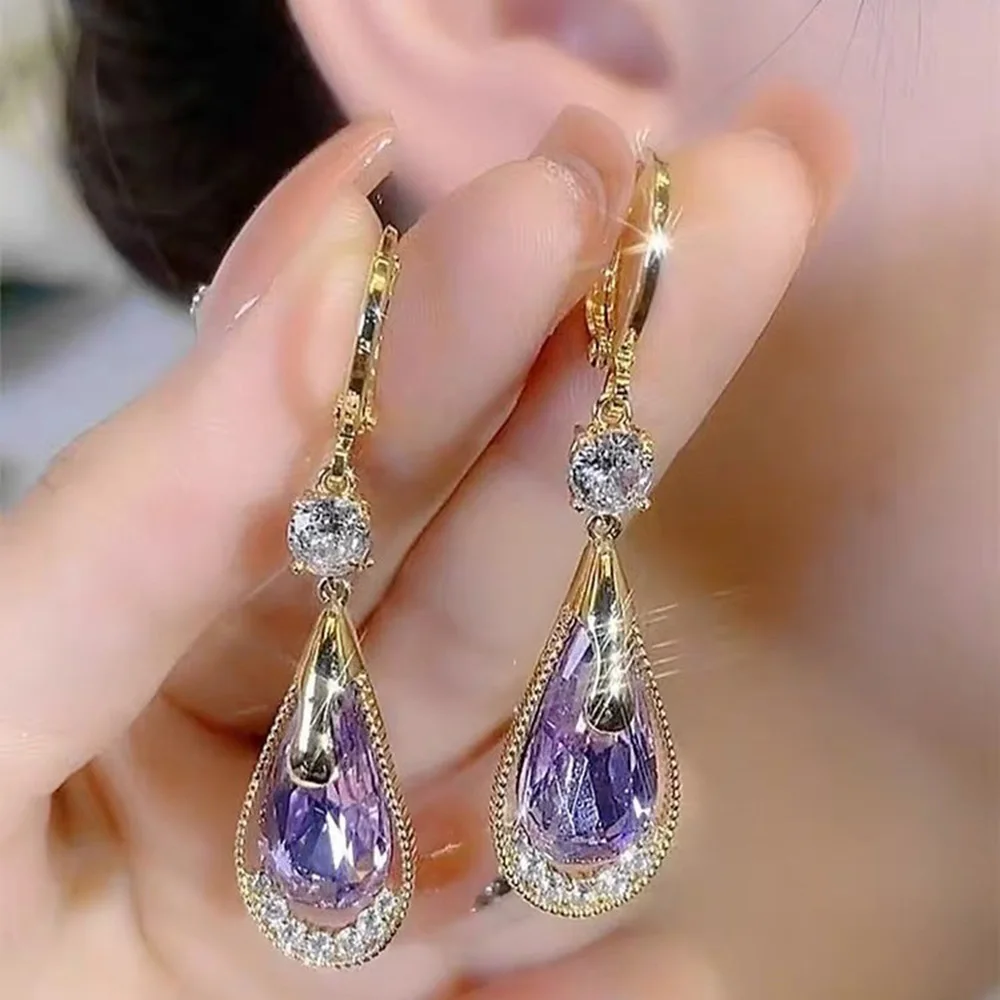 

Light Luxury Amethystine Drop Earrings for Women Simple Fashion Design Earrings 2025 New Jewelry Gift for Girls