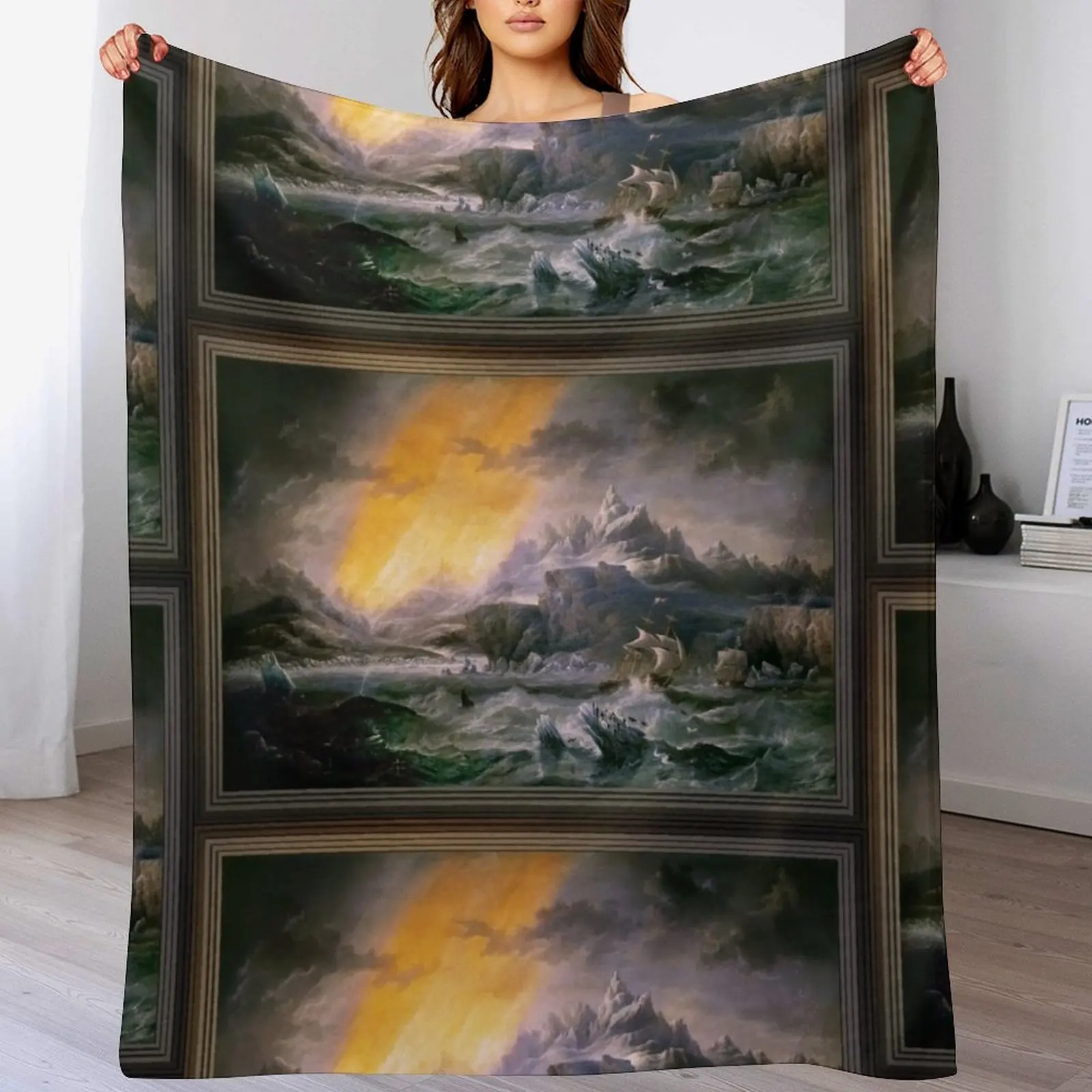 

HMS Erebus and Terror in the Antarctic by James Wilson Carmichael Throw Blanket Cozy Light Blanket for Travel Camping Picnic