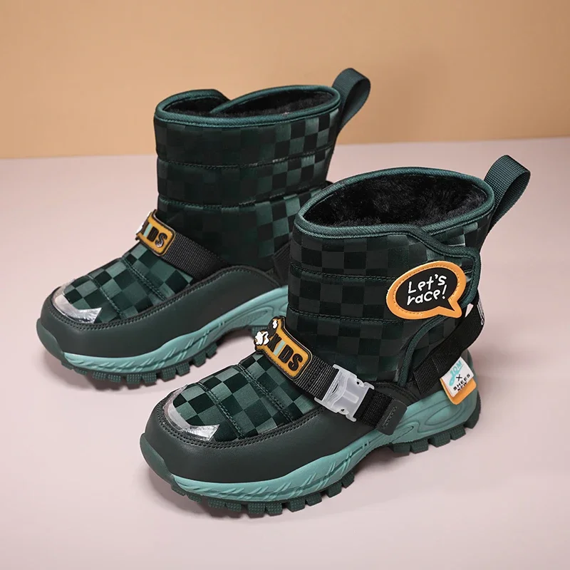 Hot Style Children Snow Boots Hig Top Velvet and Thicken Kids Boots Girl Boys Anti-slip Wear-resistant Shoe Child Cotton Boot