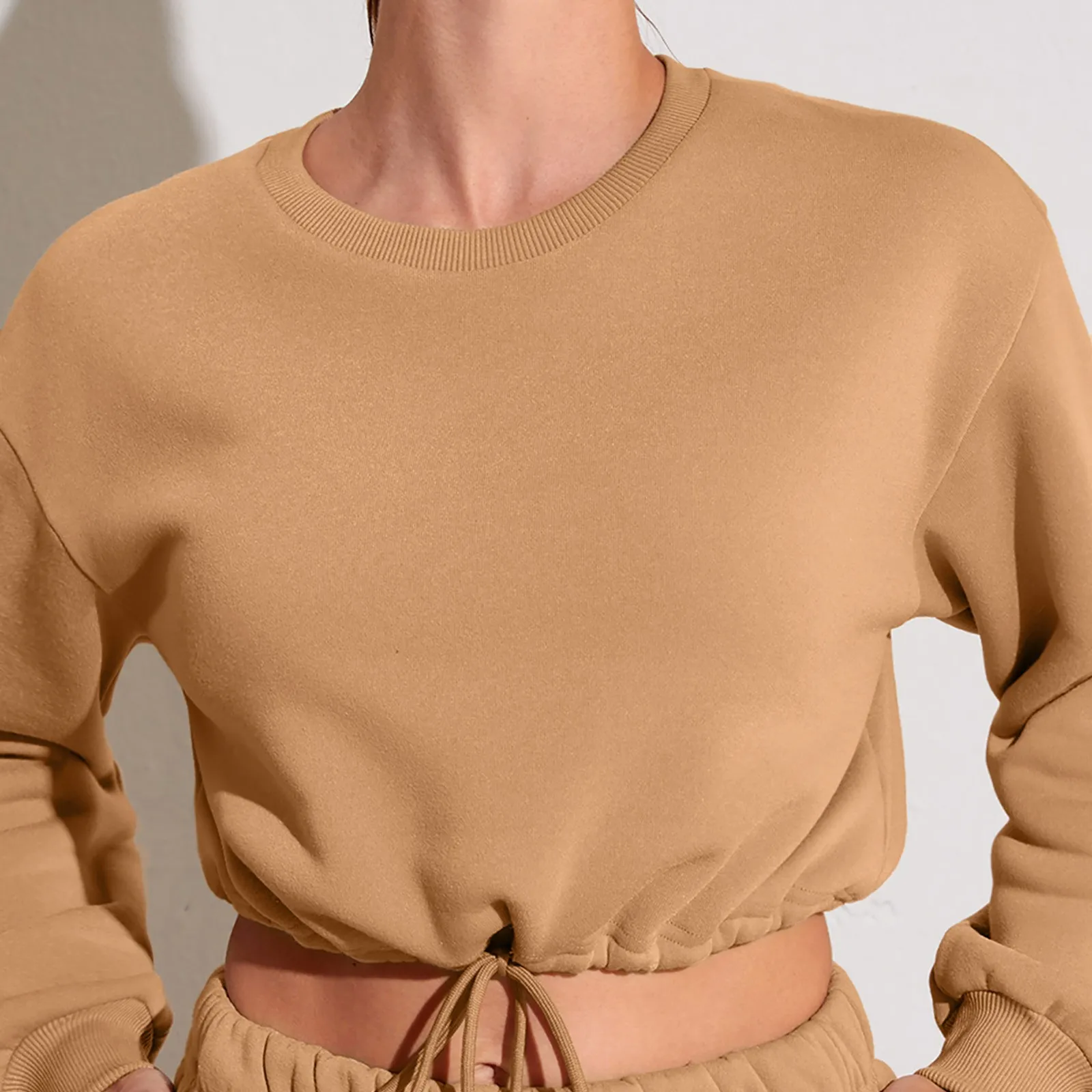 Felpe con cappuccio Crop Top felpe Oversize da donna allentate All Match pullover con cappuccio coulisse manica lunga Blousess Trendy Sudaderas