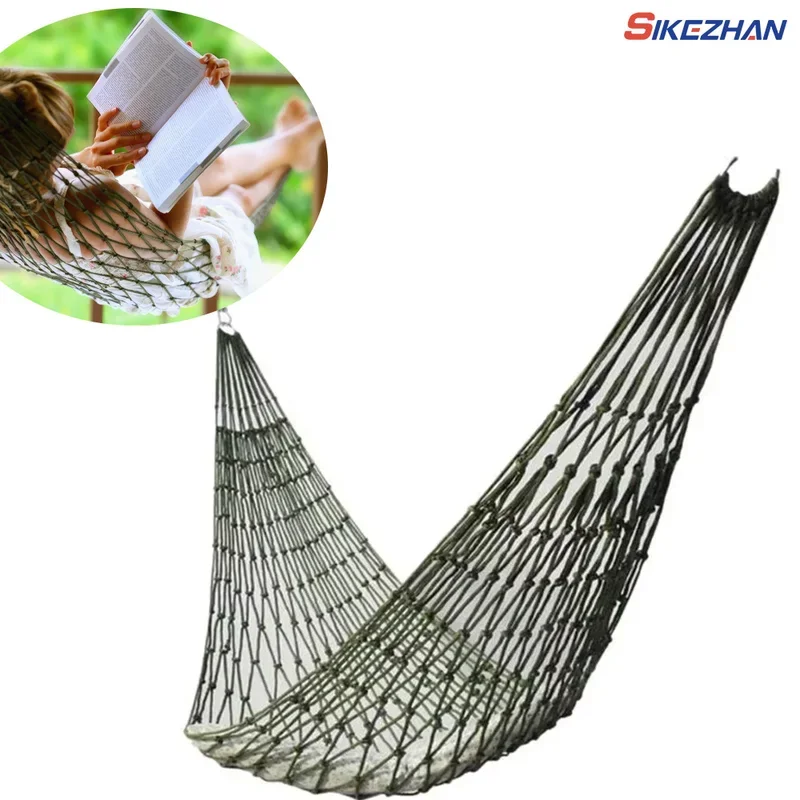 Portable Hammock Garden Outdoor Thickened Nylon Rope Hammock Indoor Mesh Hammock Portable Simple Hammock Swing Chair