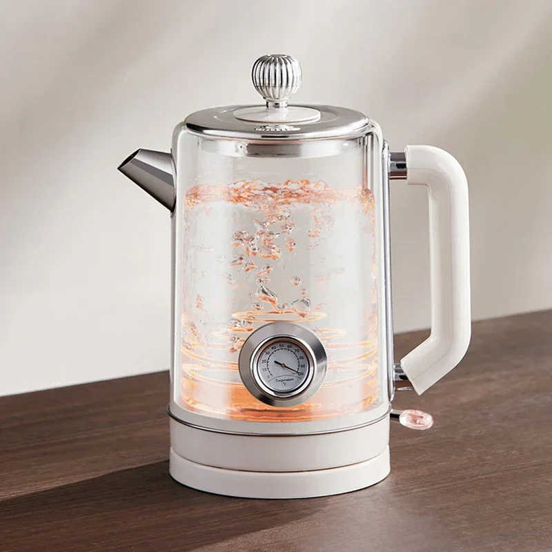 

TXF【Reliable】Retro 1.8L Electric Kettle with Mechanical Thermometer Stainless Steel Boil Water Tea Pot Automatic Power off Insul