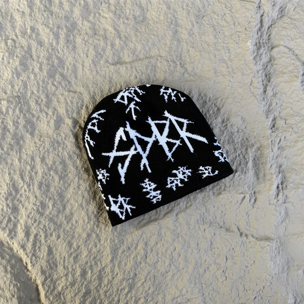 American Style Beanie Retro High Quality Streetwear Knitted Hats 100%Cotton Embroidery Skullcap Casual Stretchable Cap Men Women