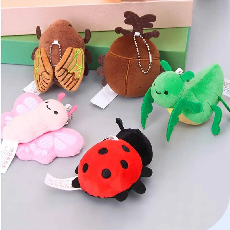 Serie de insectos de simulación creativa, juguetes de peluche, llavero colgante, lindo, Mantis de oración, abeja, mariposa, mochila de peluche colgante