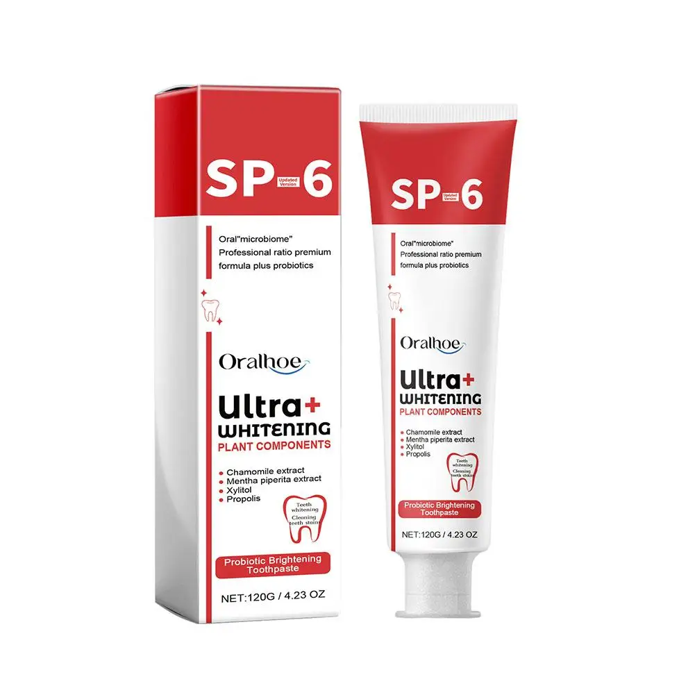 Creme dental clareador probiótico, Creme dental branqueador, Respiração confiança fresco e obter mau sorriso, T4C6, SP-6