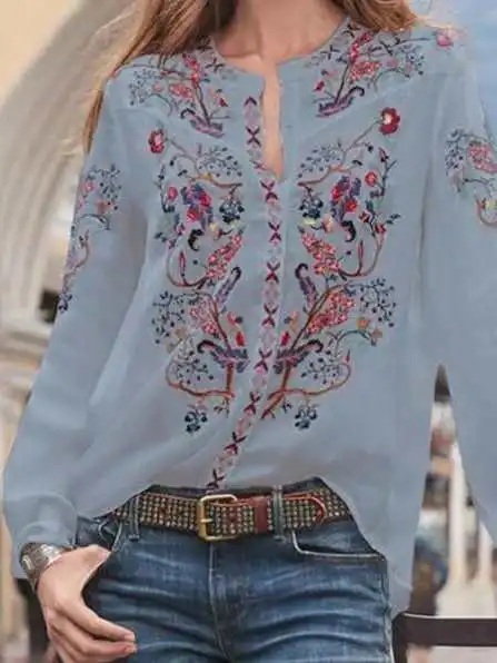 

Summer Printed Long Sleeve Women's Shirt Cleanfit Style Rylee Fabric Cotton 100% round Neckline Shorter Sleeve Thermal Wear