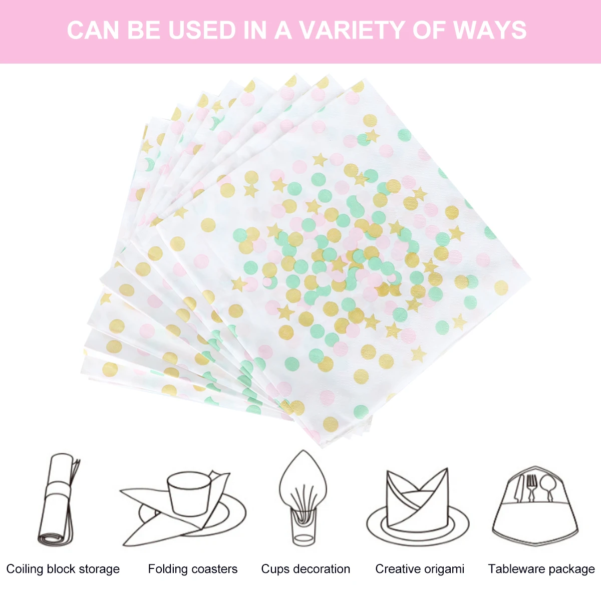 

20 Pcs Disposable Gilding Napkin Happy Birthday Napkins Wedding Tissues Printed