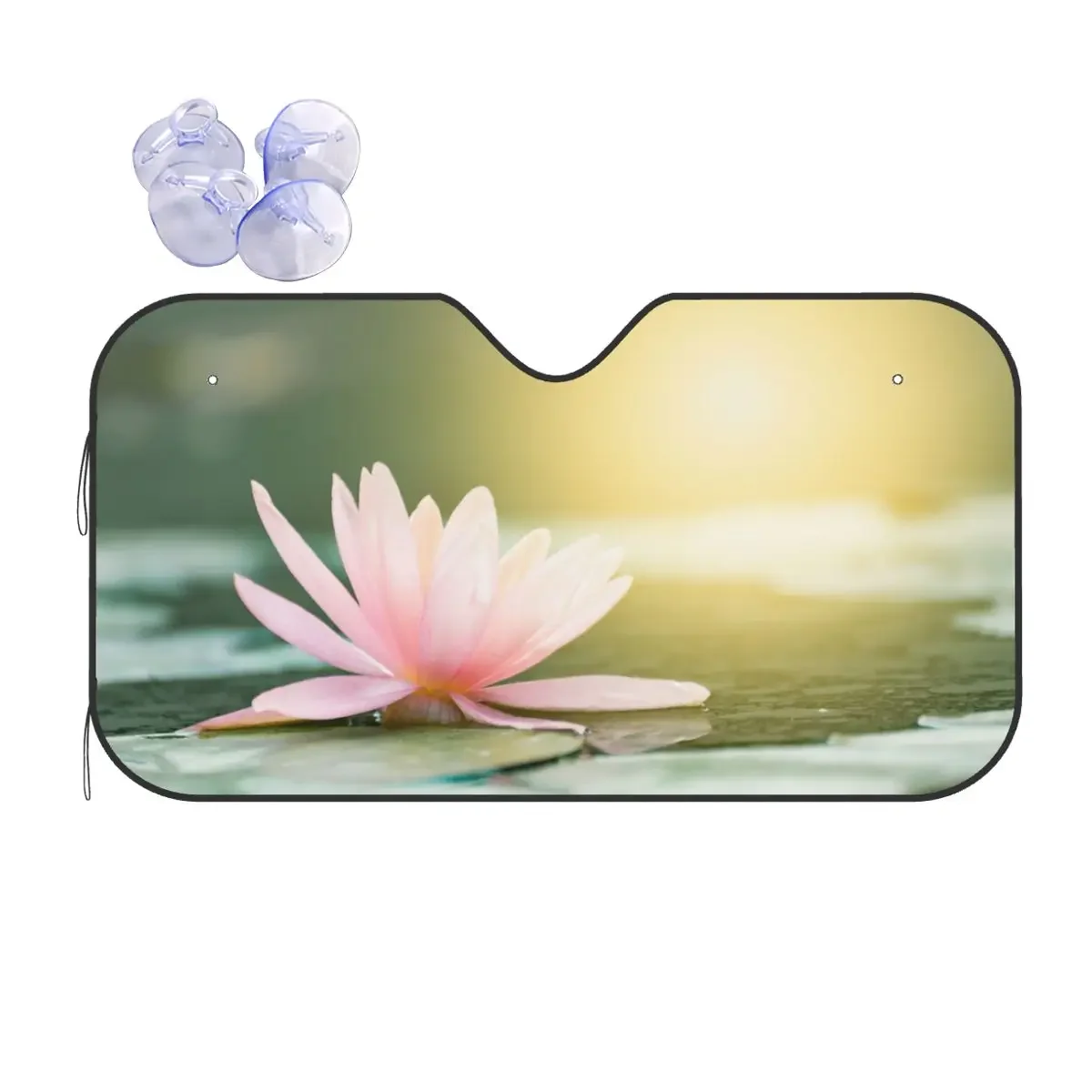 Lotus Flower Windshield Sunshade Buddha Buddhism Fold-up Car Front Window Visor Car Window Windscreen Cover Sunscreen Curtain