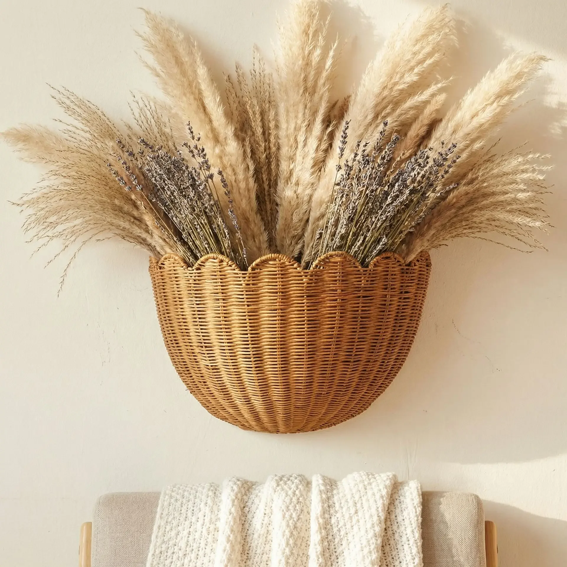 DSA pastoral pure handmade rattan wall hanging home storage basket B & B decoration toys sundries storage basket rattan art