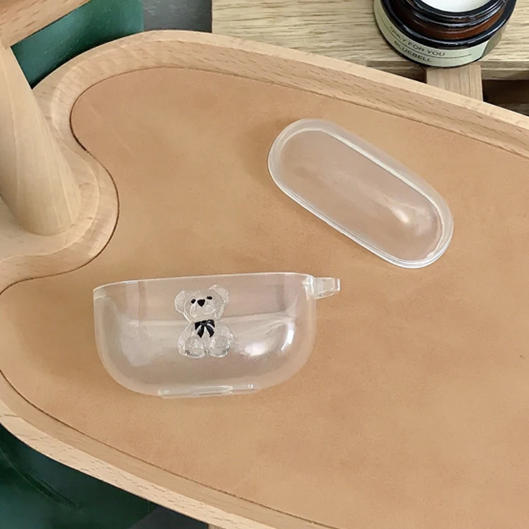 Airpods Pro 2, Airpods 3, Airpods 4用の漫画のクマのシリコンケース