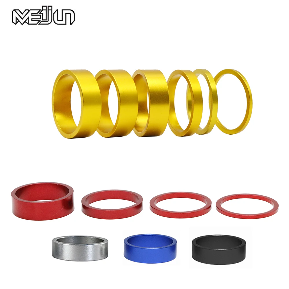 6Pcs/Set 10mm MTB Road Bike Stem Headset Spacers Aluminum Alloy Bicycle Fork Washer Riser Front Fork Handlebar Gasket Ring