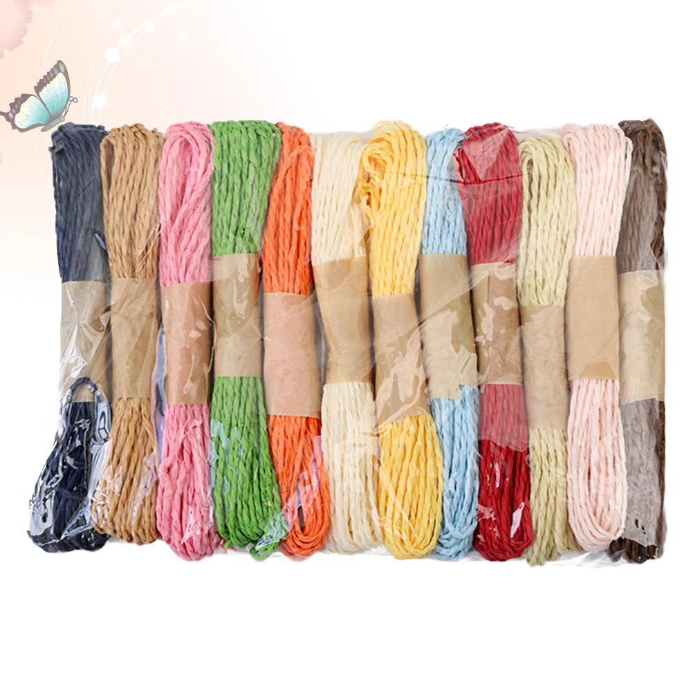 

12 Roll 10M Paper Rope DIY Colorful Twisted Craft String Strap Favor Gift Wrapping Twine (Mix Color)