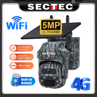 SECTEC Solar Camera 4G SIM/WIFI Wireless Security Outdoor 3K 5MP PIR Motion Detection Camouflage Mini Solar Battery PTZ Camera