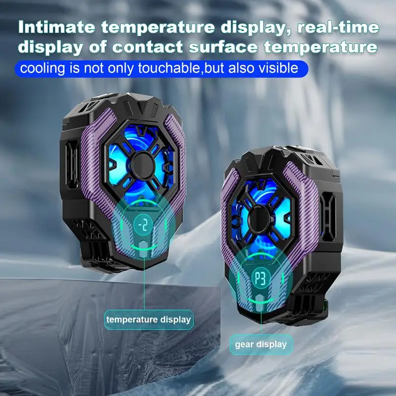 F18 3 Gear Adjustable Temperature Digital Display Mobile Phone Back-clip Semiconductor Radiator for IOS AndroidPUBG Game Cooler