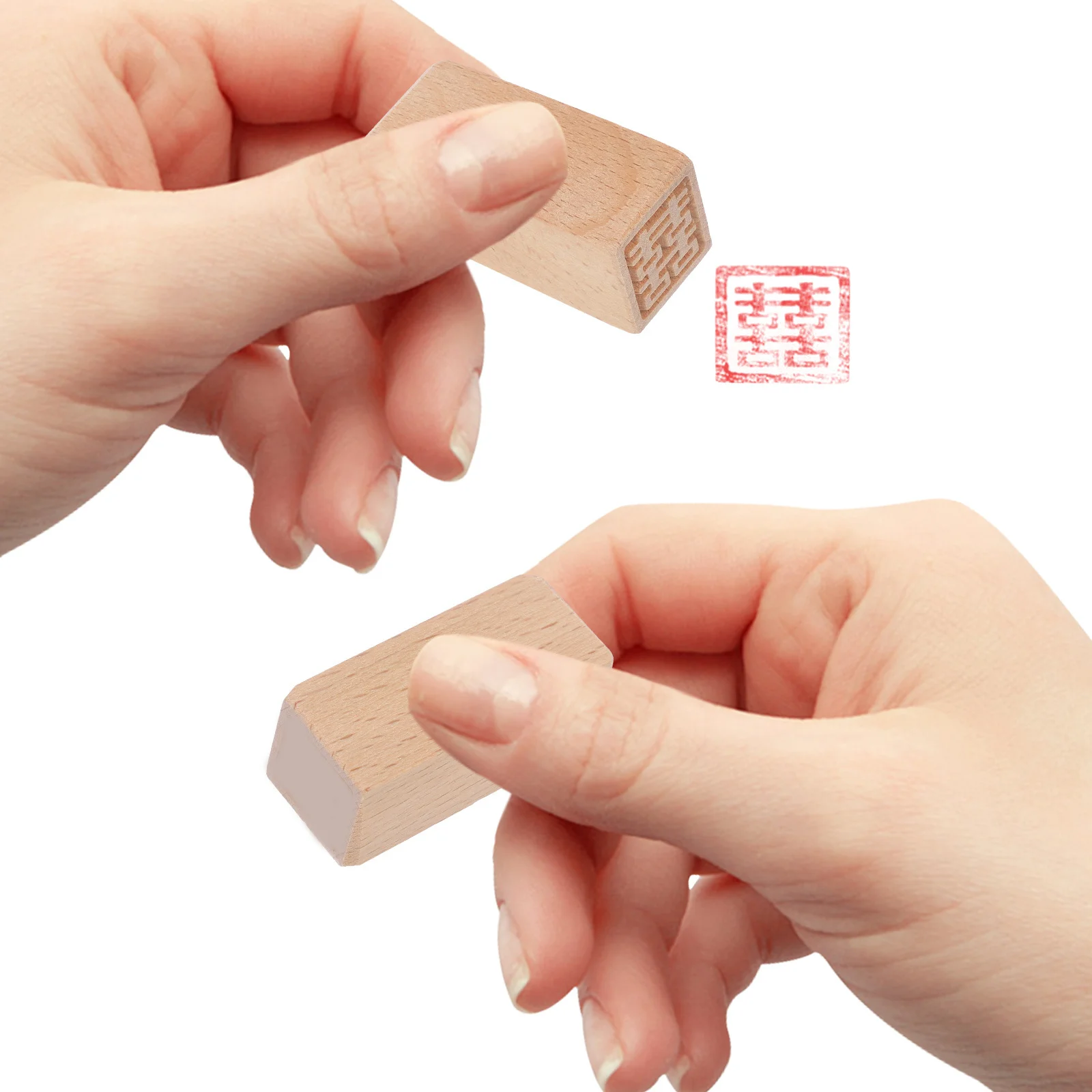 

2pcs Wooden Seal Chic Pattern Stamp For Diy Scrapbook Kids Playing Handbook Creative Unique Square Wooden Stamp