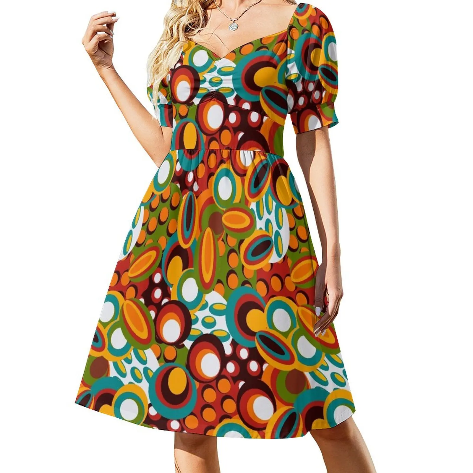 

70s style Short Sleeved Dress Long dresses summer dresses womens 2025 Dress