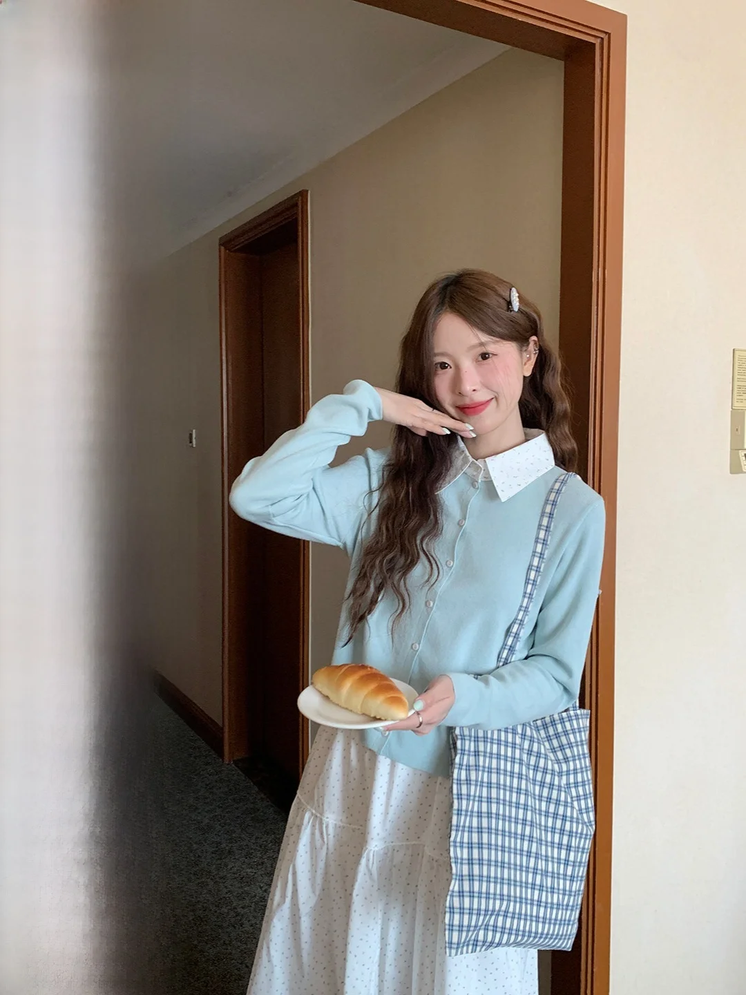 

Korean Style Floral Print Knitted Open Cardigan Loose Fit Soft Acrylic Long Sleeve Casual Spring Summer Fashion