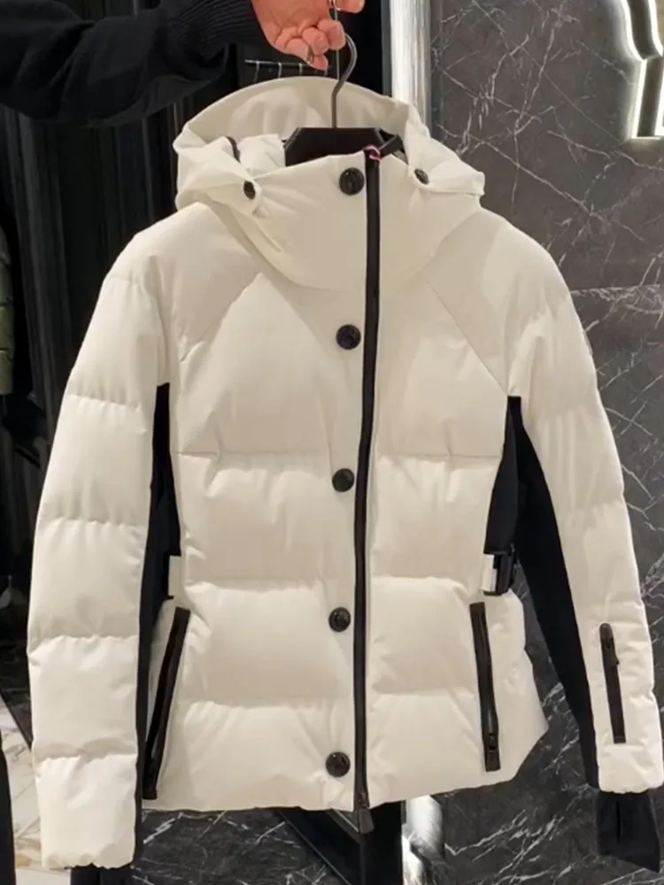Ele ort Women's down Jaet White Slim Fit Snow Skiing Coat Thi Outerwear Sli Winter 2025 New Arrival