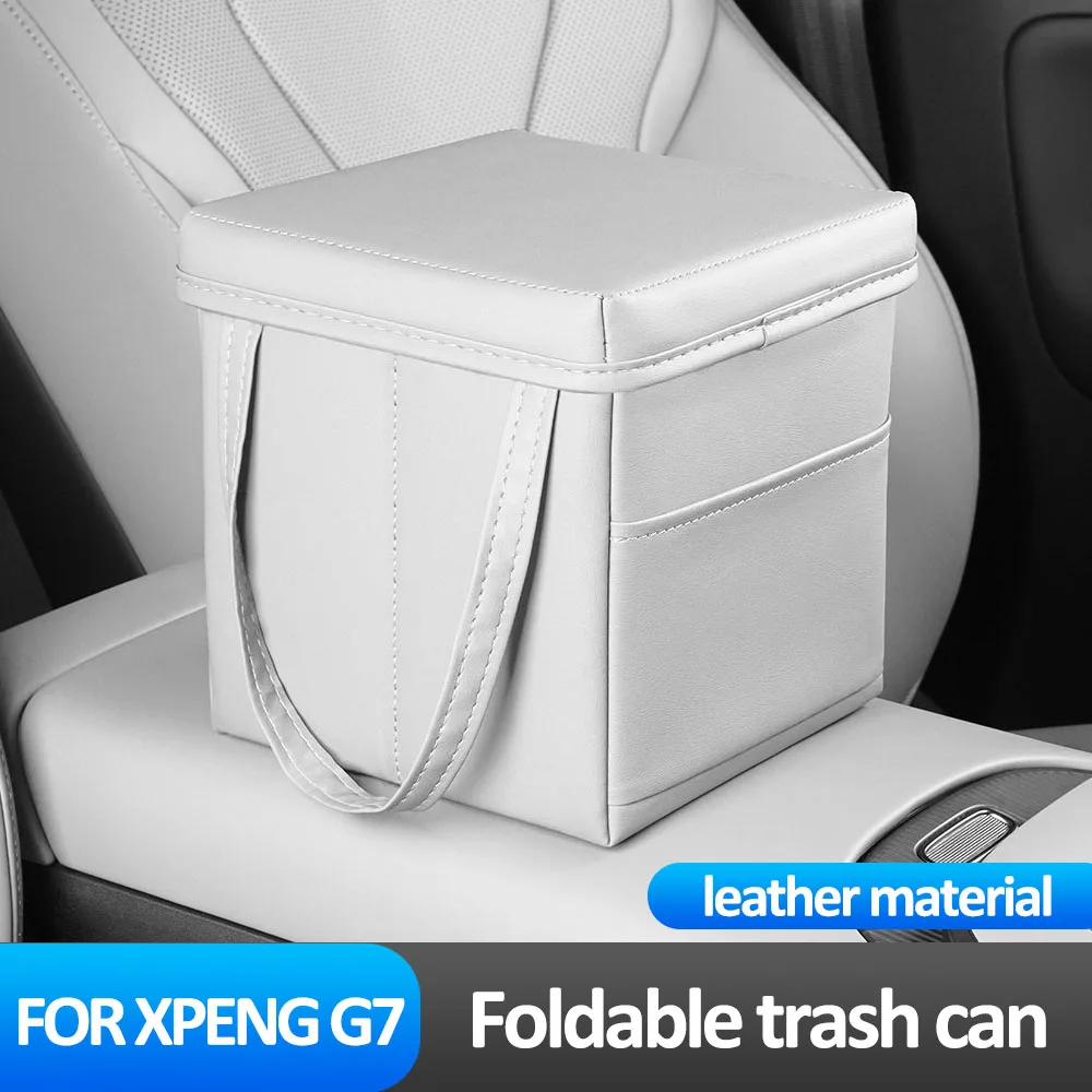 

Car Leather Trash Can For Xpeng G7 2025 2026 Interior Modification Accessories Multi Functional Miscellaneous Storage Box