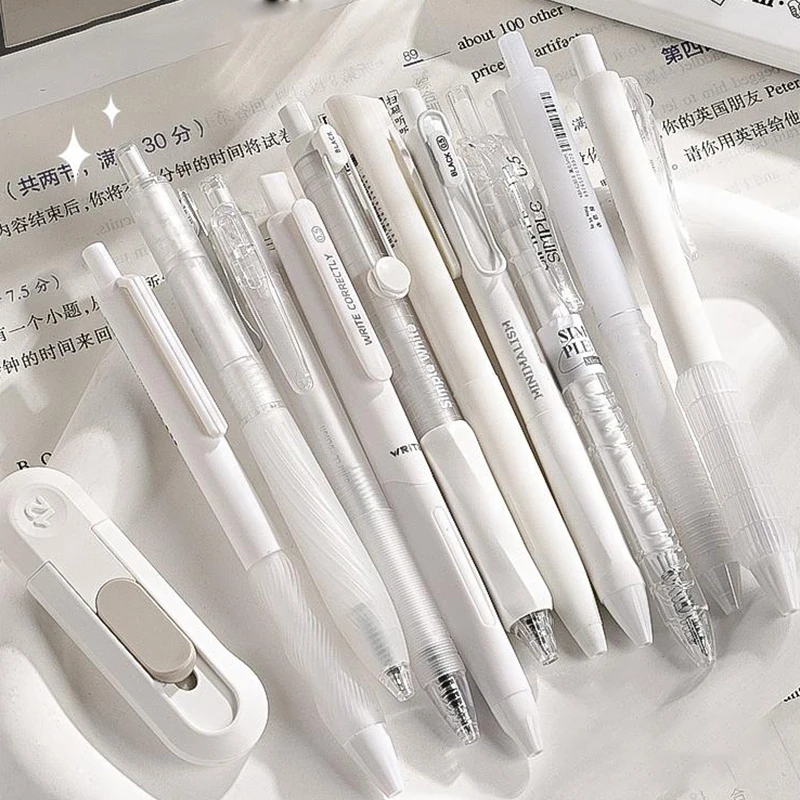 

5/10Pcs Cute Solid Color Gel Pens, 0.5mm Black Ink Quick Drying Smooth Neutral Pens for School Office Writing Stationery