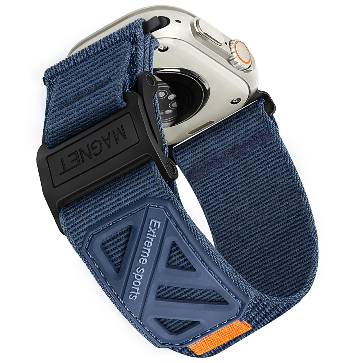 Armband für Apple Watch Ultra 49 mm, 44 mm, 45 mm, 46 mm, Herrenarmband. Magnetverschluss, Nylonarmband für iWatch Series 12, 10, 7, 8, 9, SE, 4, 5, 6. – Detail 14