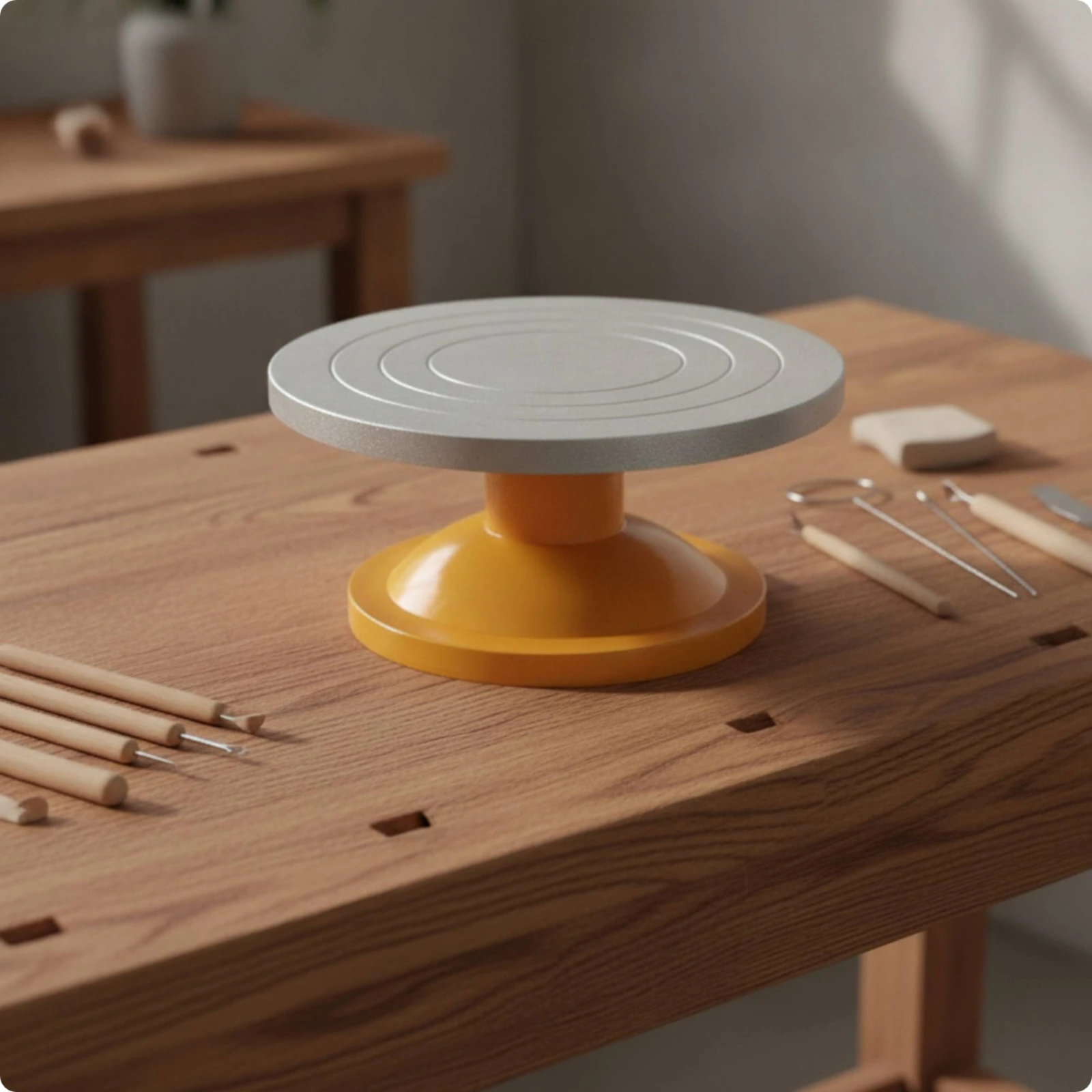 Pottery Turntable with Circular Grooves Guide Circles Rotating Work Platform Sculpting Wheel Smooth Rotation Craft Tool Stable