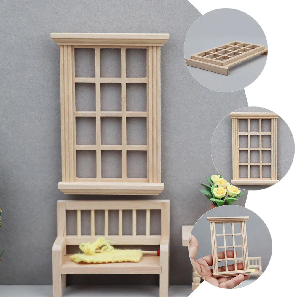 Mini Dollhouse Window Frame for Kids Room Decor – Tiny Craft Ornament & Fairy Garden Furniture