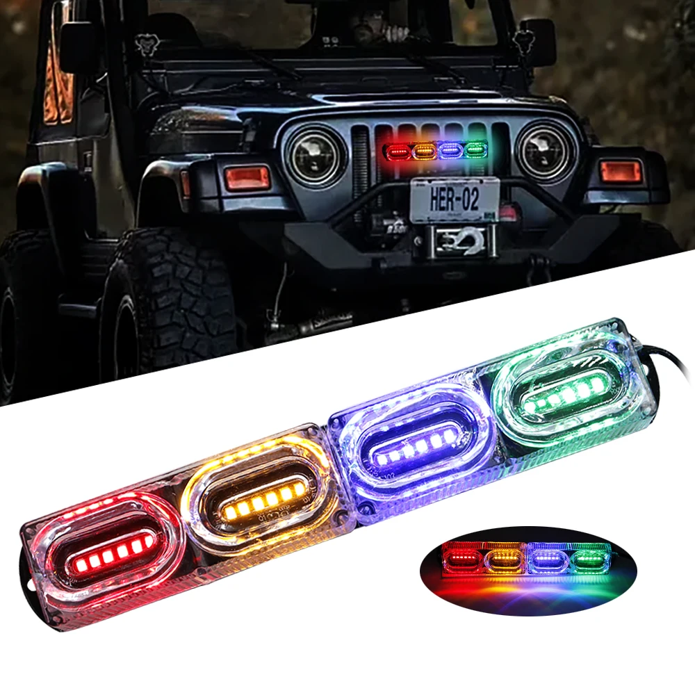 24LED EmergencStrobe Lights 4 colors Car Roof Top Safety Warning Light Bar Flashing Signal Lamp For 12V Vehicle
