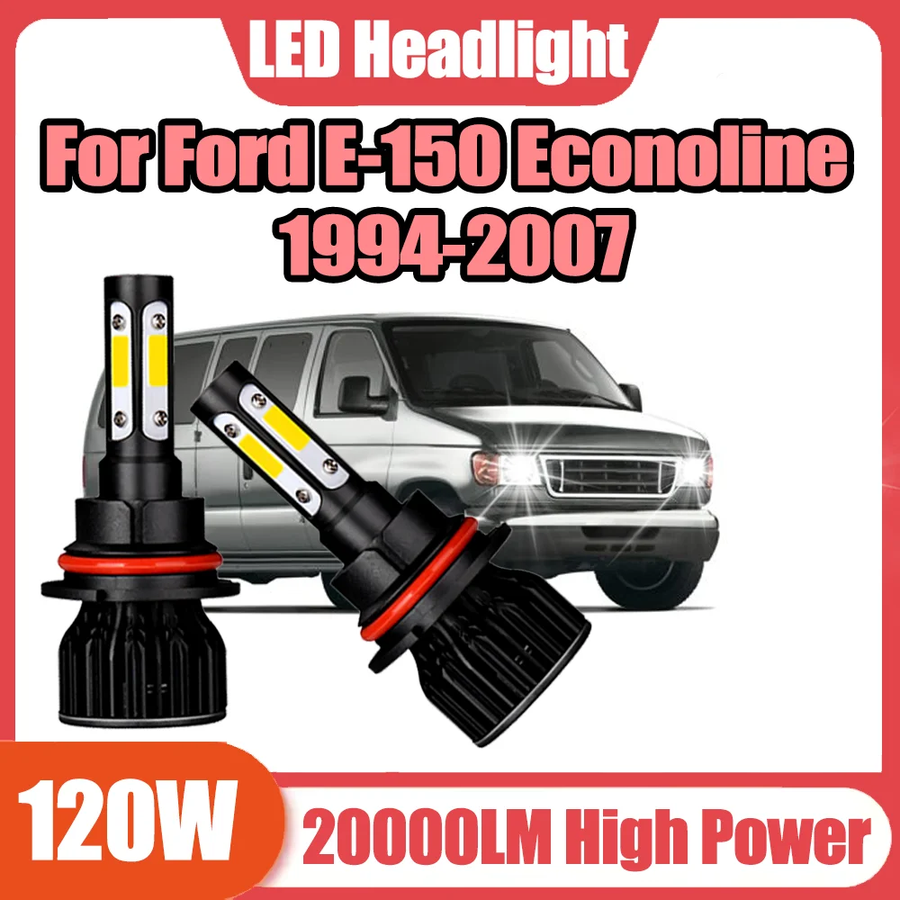 2 luces LED para coche, Plug and Play, alta potencia, 20000LM, 6000K, blancas, para Ford E-150 Econoline 1994-2007