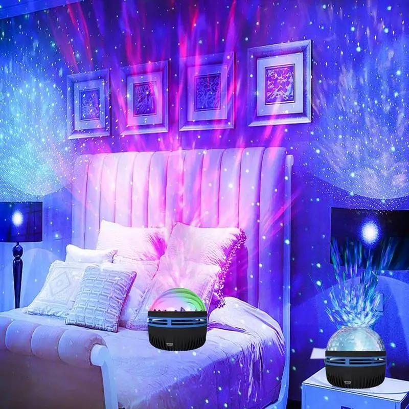 Proyector de cielo de ondulación de agua LED, proyector de galaxia oceánica, luz nocturna para dormitorio, 14 efectos de luz, USB, lámpara de atmósfera