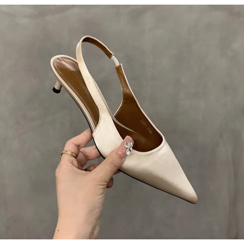 

New Women's Sandals Pointed Toe Slingbacks Gold High Heels Dress Shoes Silver Pumps Summer Wedding Shoe Zapatos Mujer