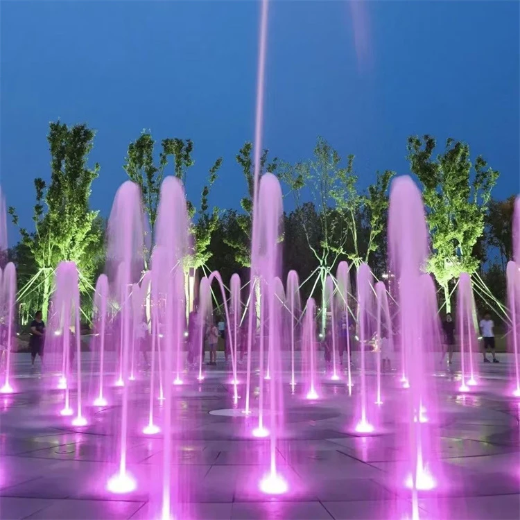 Dry Deck Interactive Fountain with Children Fountain Stainless Steel Modern Design for Landmark Use with Light
