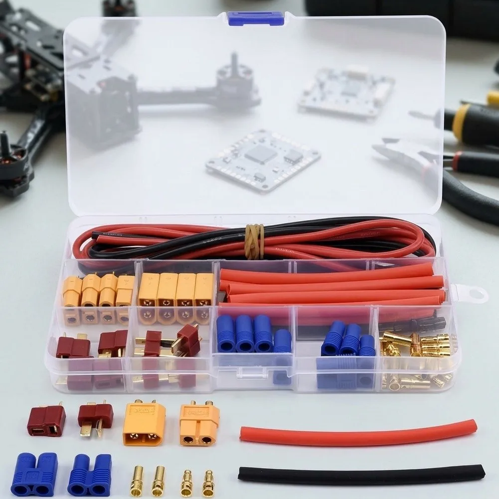 For RC Connector System 50 pcs For EC3 For XT60 T-Shape Connectors with 14AWG Silicone Wire for Battery Connection in Racing