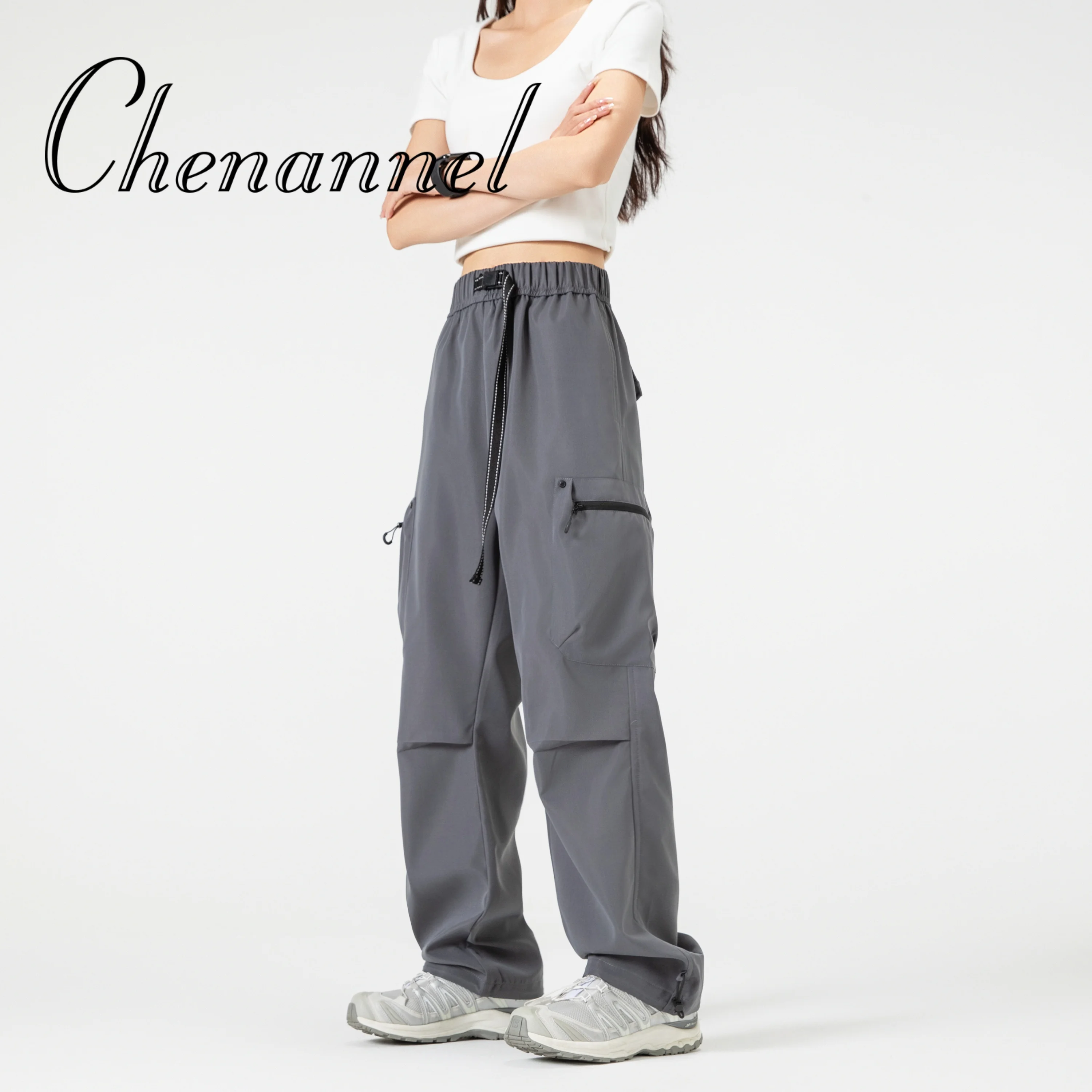 

Retro khaki wide-leg cargo pants for men's spring new style American high-waisted slimming casual paratrooper pants