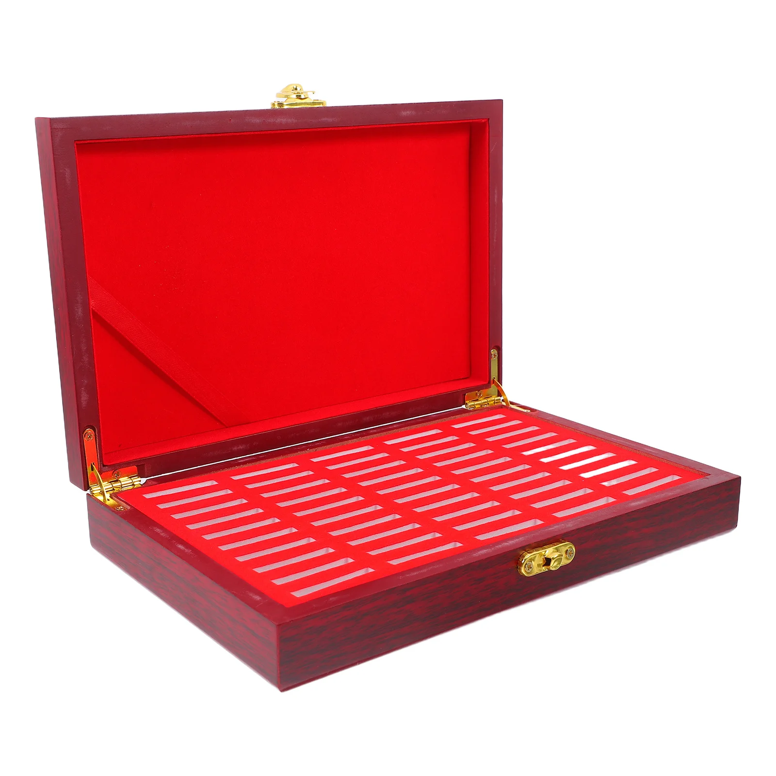 1pc Wooden Coin Box Portable Compact Storage For Commemorative Coins Collection Eva Flocked Organizer Case Coin Storage Box