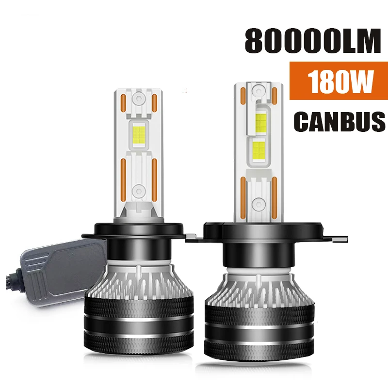 

PANOVEHEL Car Headlight H11 H7 LED Canbus H4 80000LM 180W 9005 9006 HB4 HB3 9012 HIR2 H9 Double Copper Tube K5C 6000K Auto Lamp