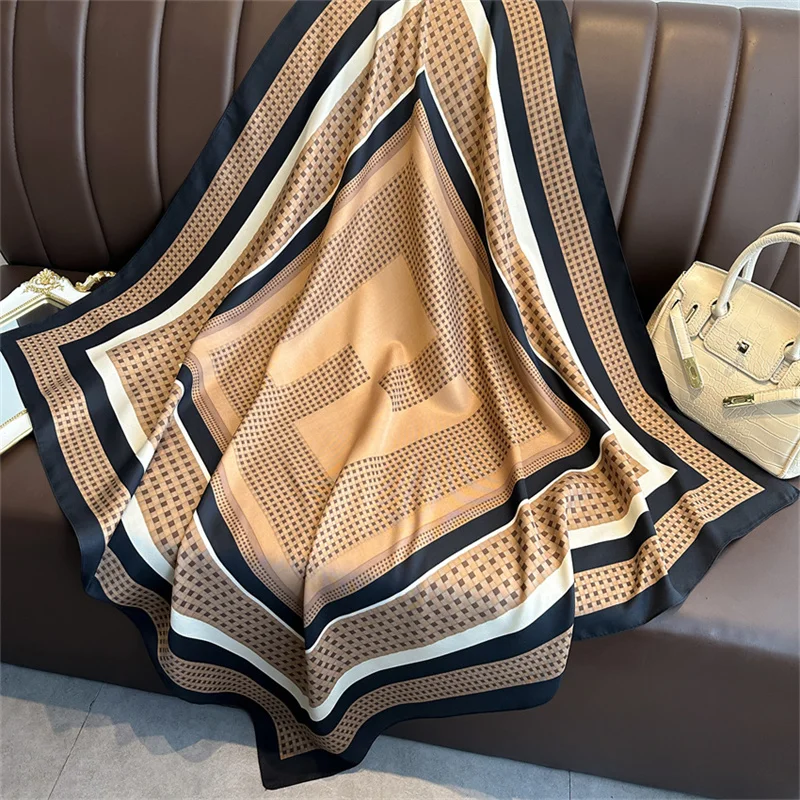 2024 Fashion Luxury Brand Letter Z Printed Women Scarf 90cm Large Square Scarves Twill Silk Headscarf Ladies Shawl