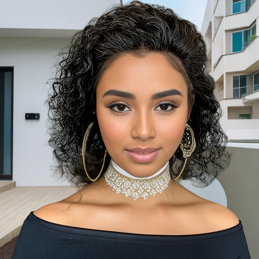 13x4 кружевные передние шоколадно-коричневые короткие боб с стрижкой пикси, глубокие вьющиеся парики из натуральных волос для женщин, плотность 180%