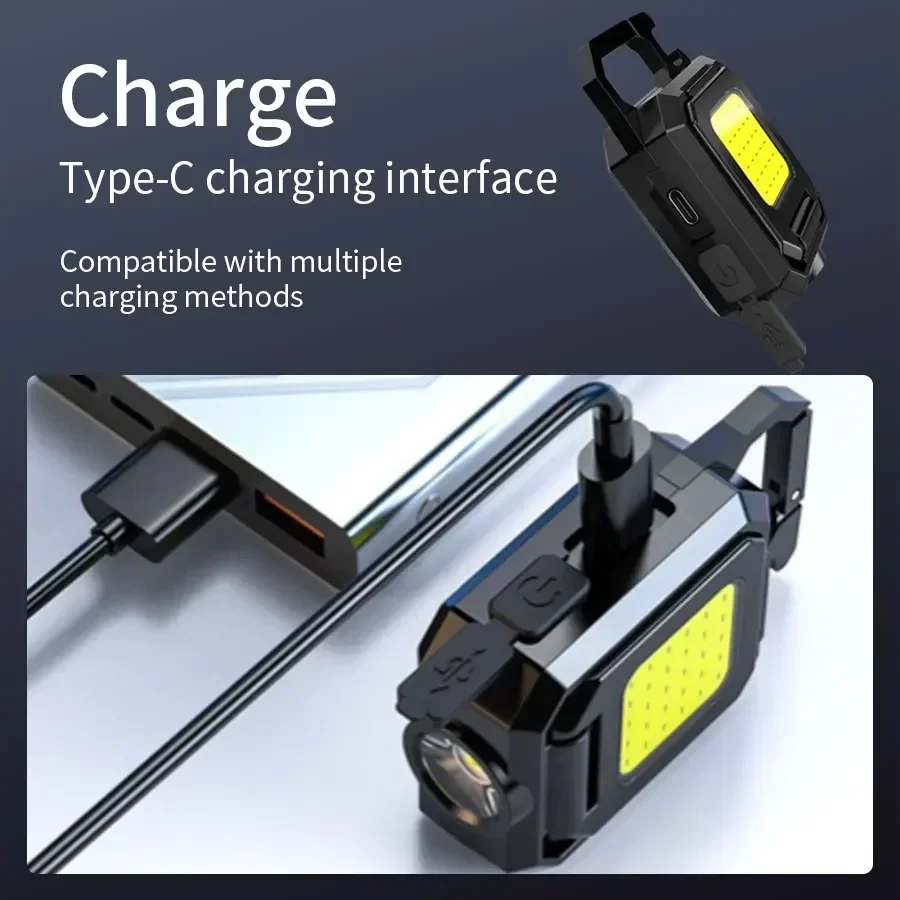 Mini LED Keychain Flashlight 3 Side COB Lighting Emergency Lighting Bottle Opener Magnetic Flashlight for Outdoor Travel Hiking