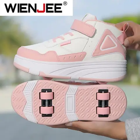 Crianças sapatos de skate crianças outono moda casual esportes brinquedo presente aniversário jogos meninos 4 rodas tênis meninas