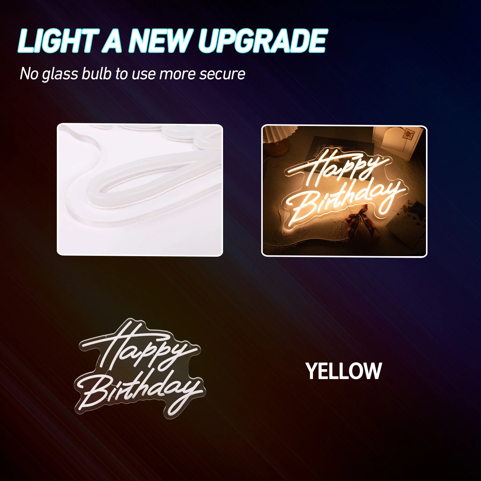 UponRay LED Neon Happy Birthday USB Powered Neon Signs Night Light 3D Wall Art Bedroom Living Room Decor Lamp Signs