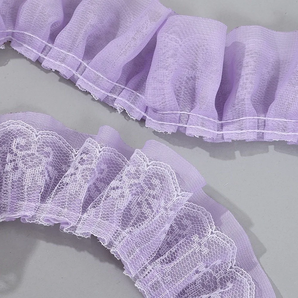 5 Yards Length Lace Fabric Trim Solid Color Fold Wave Design Wedding Lace Trim Sew On Applique 5.5cm Width DIY Lace Trim