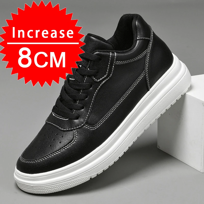 Genuine Leather Heightening Elevator Shoes Height Increase Shoes Men Height  Insole 8CM Men Sneakers Sport  zapatos para hombre