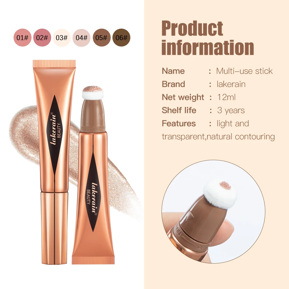 Multi-functional Makeup Pen Glitter Contouring Face Shimmer Powder Highlight Blush Liquid Contour Cushion Applicator Beauty Wand