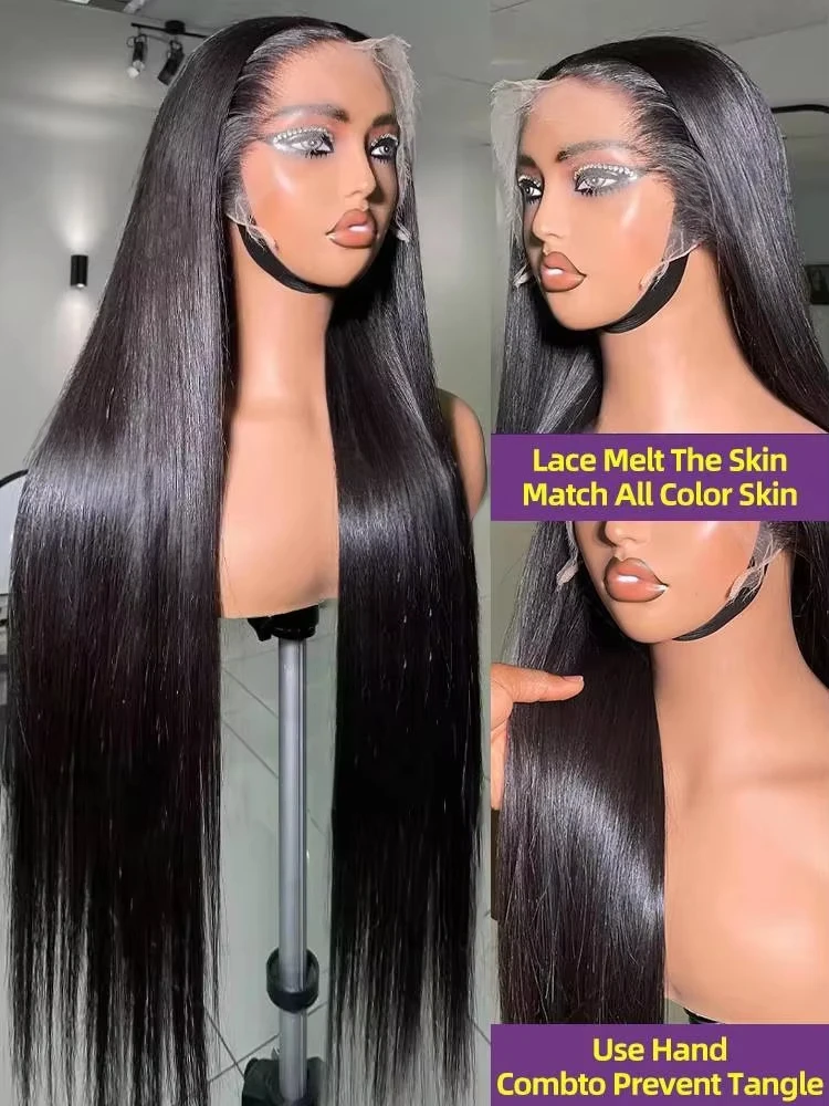 13x6 HD شعر بشري شفاف الدانتيل الباروكة الأمامية البرازيلي 30 36 بوصة عذراء الشعر العظام مستقيم 13x4 الدانتيل الجبهة الباروكات قبل قطعها #4