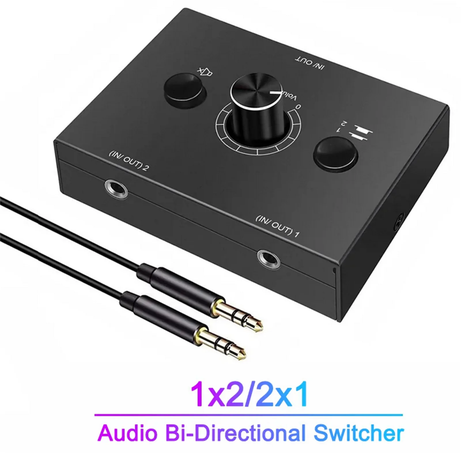 Amplificatore stereo con commutazione audio bidirezionale plug&play 2 in 1 uscita / 1 in 2 uscite da 3,5 mm
