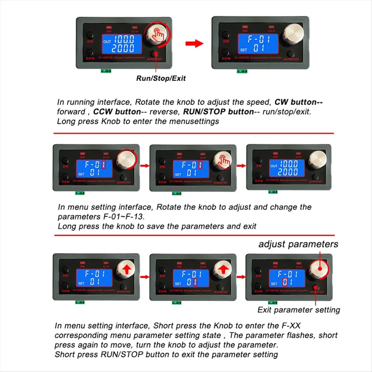 SCLS SMC02 Stepper Motor Forward and Reverse Module Control Board Pulse/Speed Control Module/Speed Display Driver Package